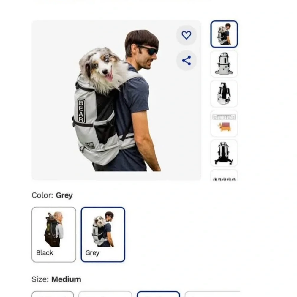 K9 Sport Sack Gray and Black Dog Carrier Backpack used a few times